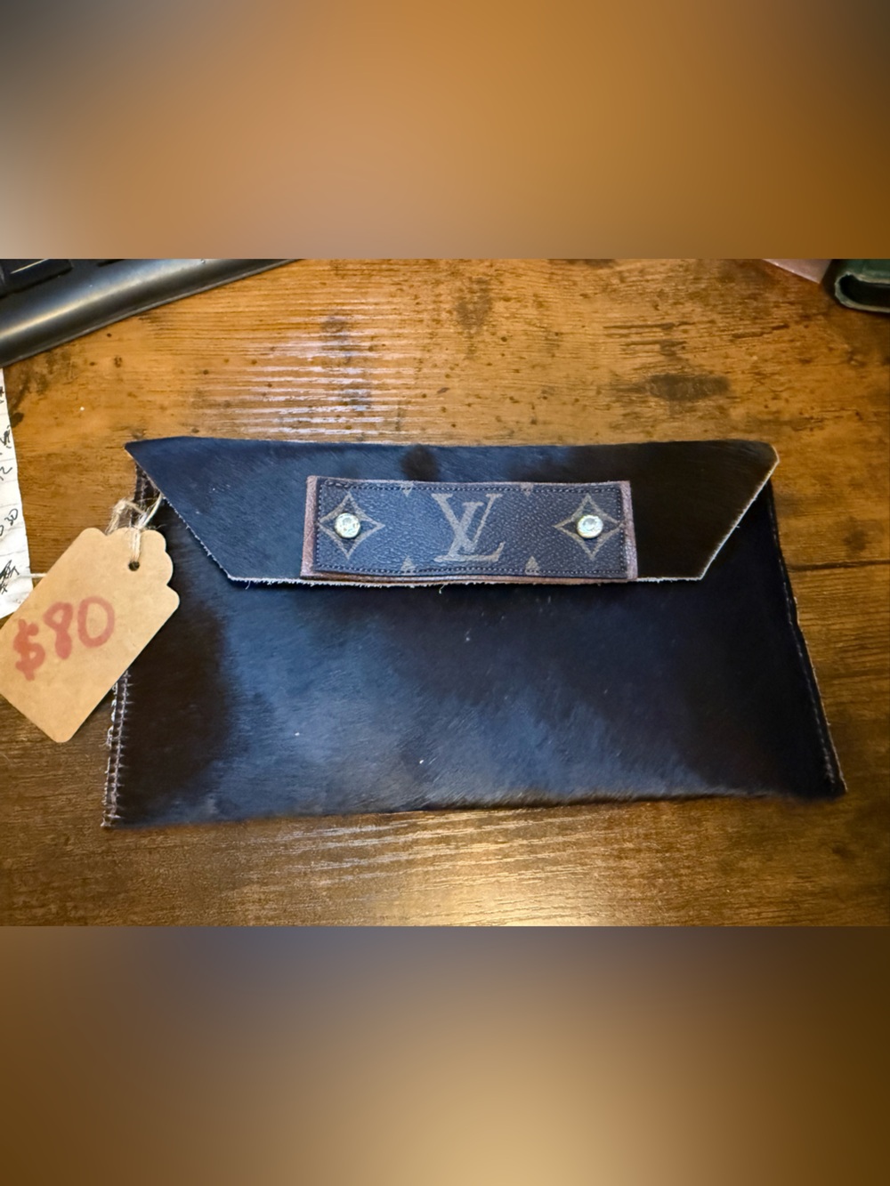 Designer-Inspired hide Leather Envelope Clutch